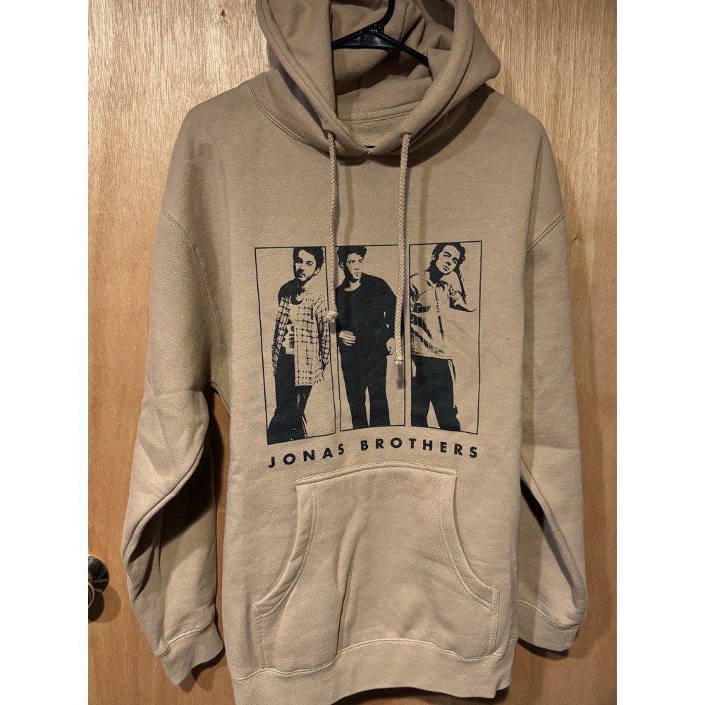 Jonas Brothers Hoodie Large Tan Official Merch Pullover Sweatshir